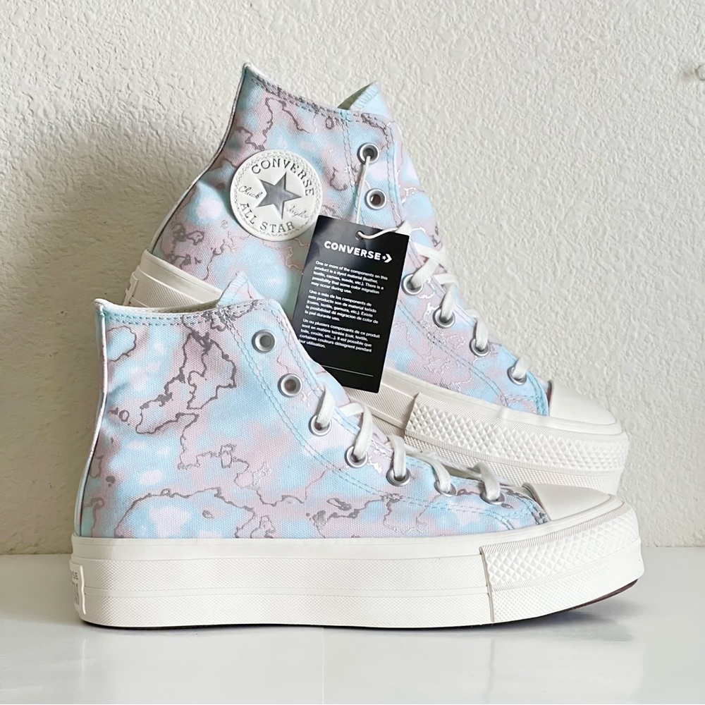 Converse Lift Platform Hi Top 'Marble' Light Dew Blue Silver Pastel